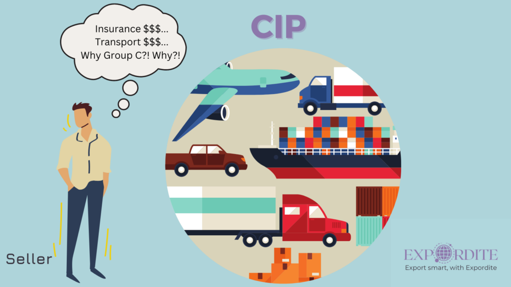 Illustration of group C of Incoterms with Expordite logo